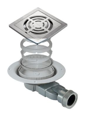 IMPEY AQUA-DEC EASY FIT 'GRID' BRUSHED STAINLESS STEEL TILED FLOOR GULLY SLIMLINE HORIZONTAL WASTE, SLW2T03/H